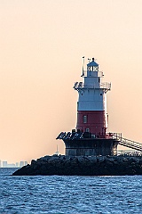 Tilted Tower of Greens Ledge Lighthouse in a Connecticut Sunset